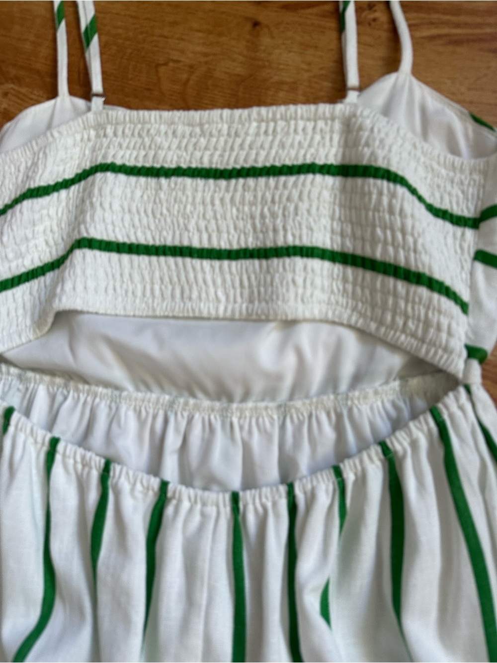 By the River White Green Stripe Maxi Dress M Open Back - Picture 12 of 14